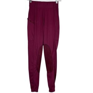 Willit Riding Equestrian Pants Women's XS‎ Burgundy Jodhpurs Knee Patch Pockets